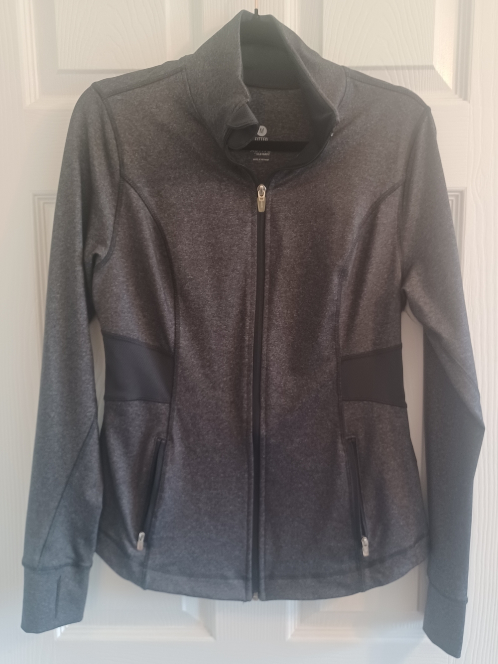 Old Navy Heather Charcoal Gray Full-Zip Fitted  Athletic Jacket Long Sleeve